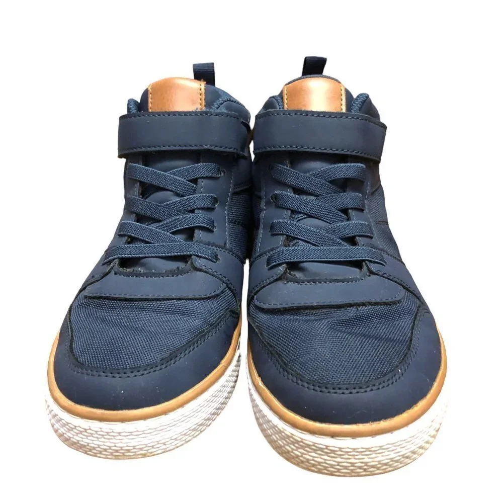 The Children’s Place Boys Size 5 High Top Sneakers Hook and Loop Navy EUC